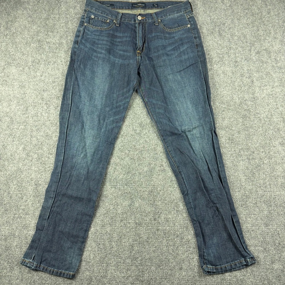 Lucky Brand 221 Straight Jeans Mens 34x32 Blue Dark Wash Denim Classic Casual
